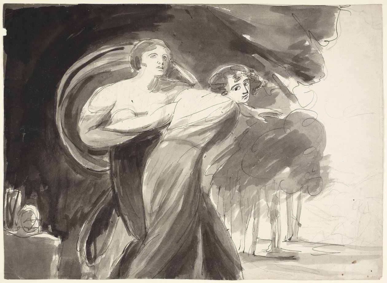 Studie naar vrolijkheid en melancholie door George Romney