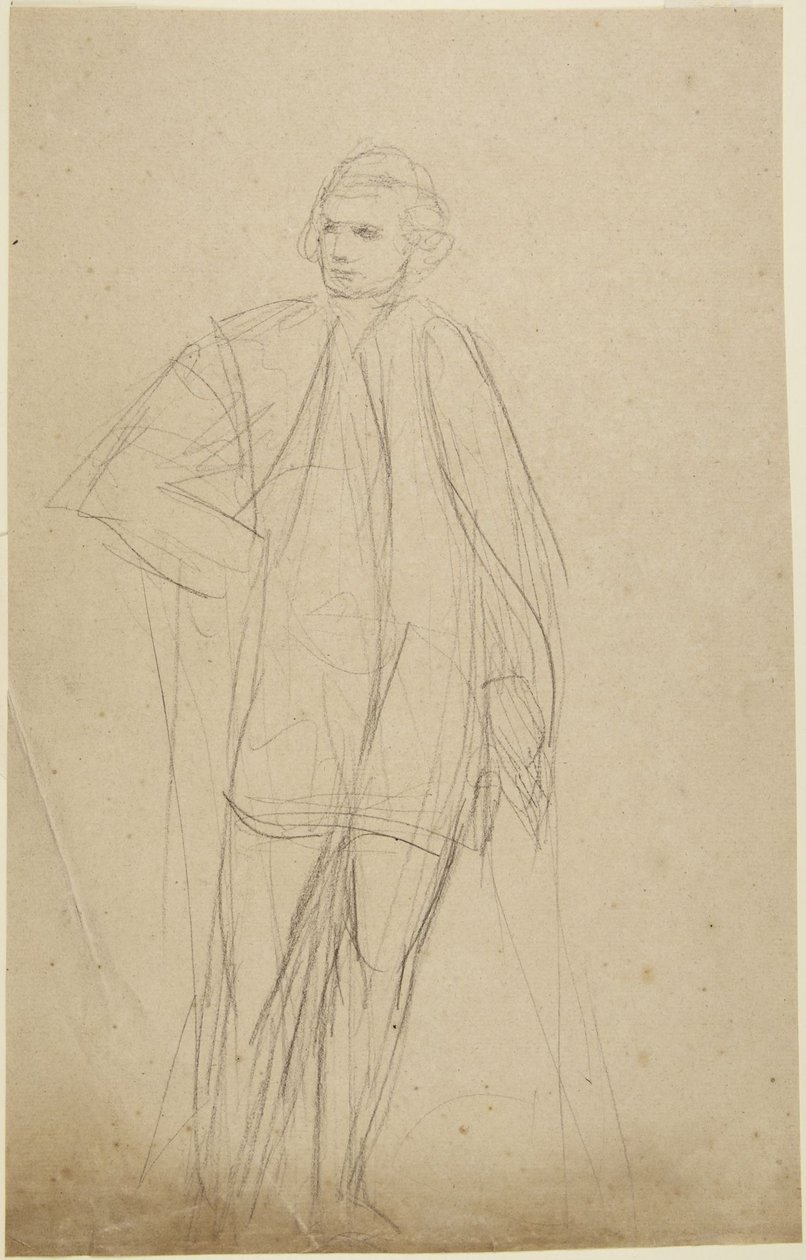 Studie voor een portret ten voeten uit van een man in een gewaad door George Romney