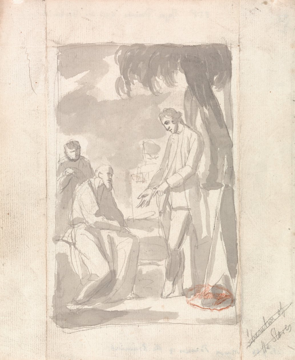 Studie voor het portret van majoor Thomas Pearson en de brahmaan door George Romney