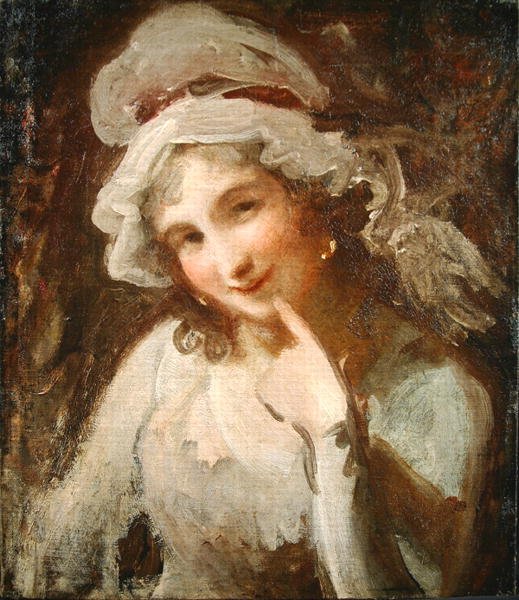 Studie van een Lachende Jonge Vrouw door George Romney
