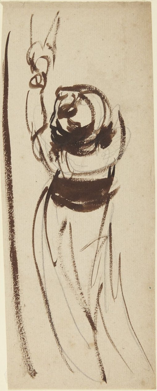 Studie van een kind dat zijn hand omhoog steekt door George Romney
