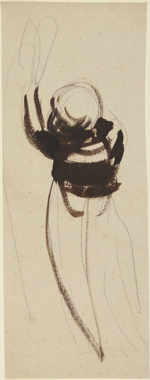 Studie van een kind dat zijn hand omhoog steekt door George Romney
