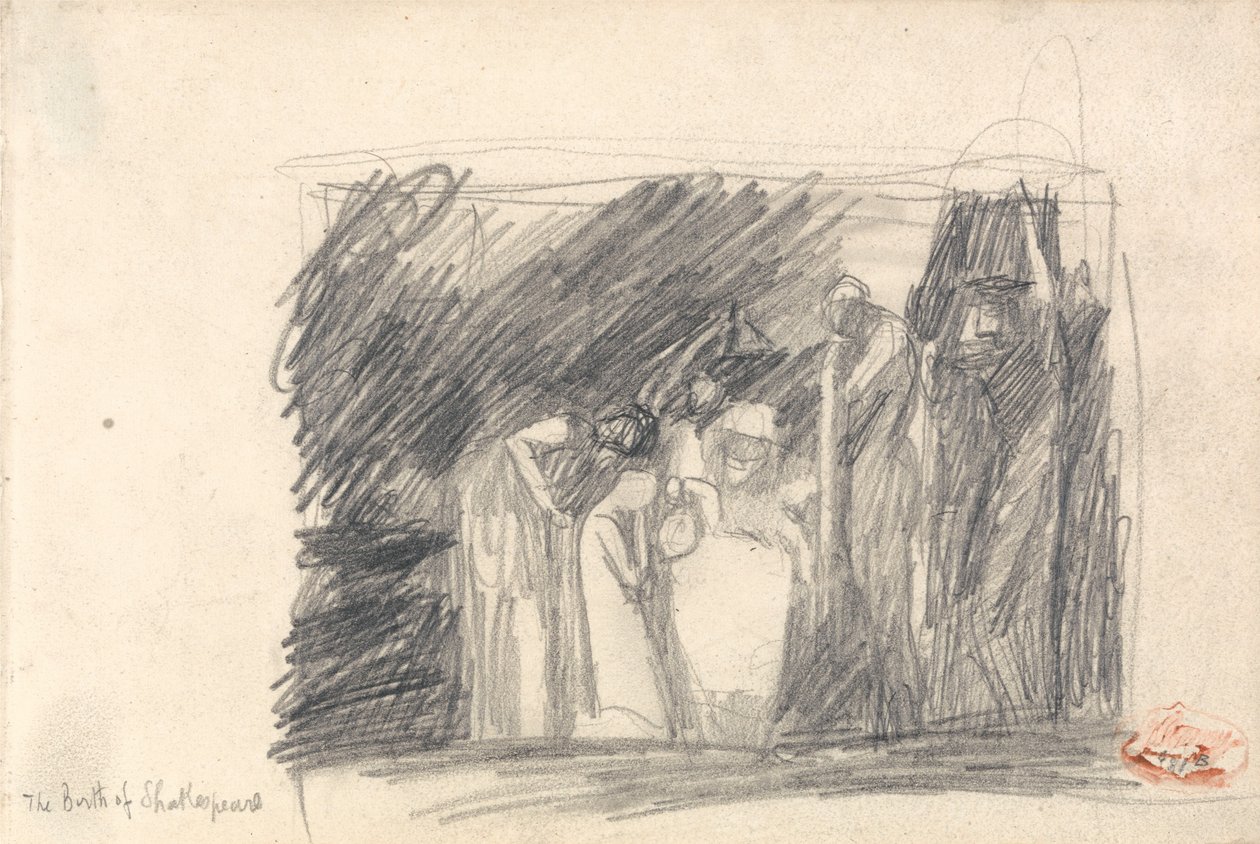 De levensfasen van de mens: De geboorte van de mens door George Romney