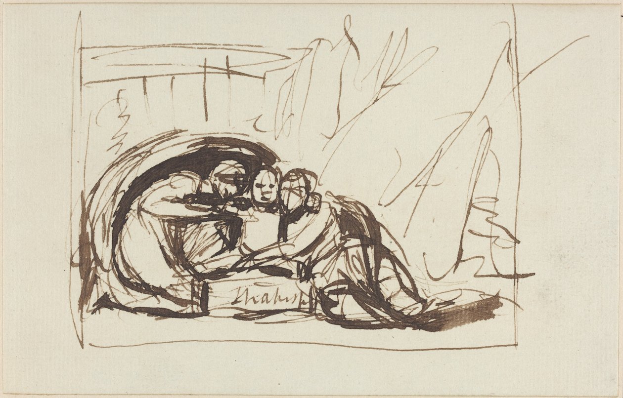 De jonge Shakespeare, gevoed door komedie en tragedie door George Romney