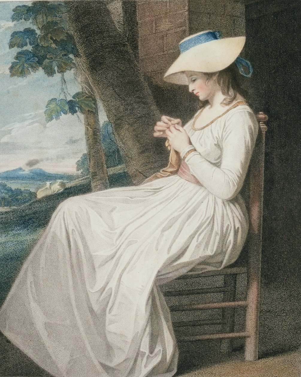 De naaister, gegraveerd door Thomas Cheesman (1760-ca.1834), uitgegeven door John en Josiah Boydell, 1787 door George Romney