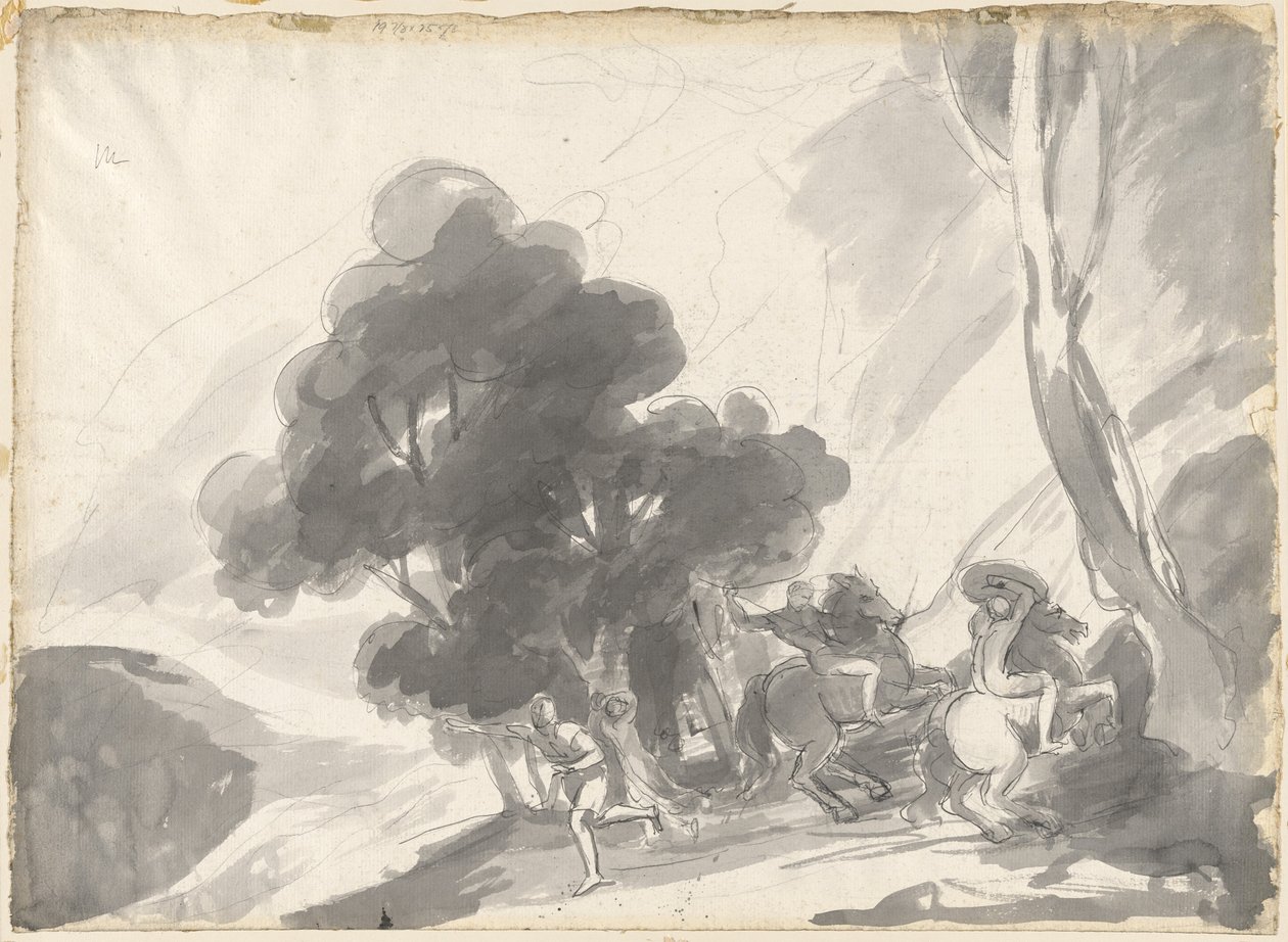 Troilus en Cressida, vierde bedrijf, vijfde scène: Het gevecht tussen Hector en Ajax II door George Romney
