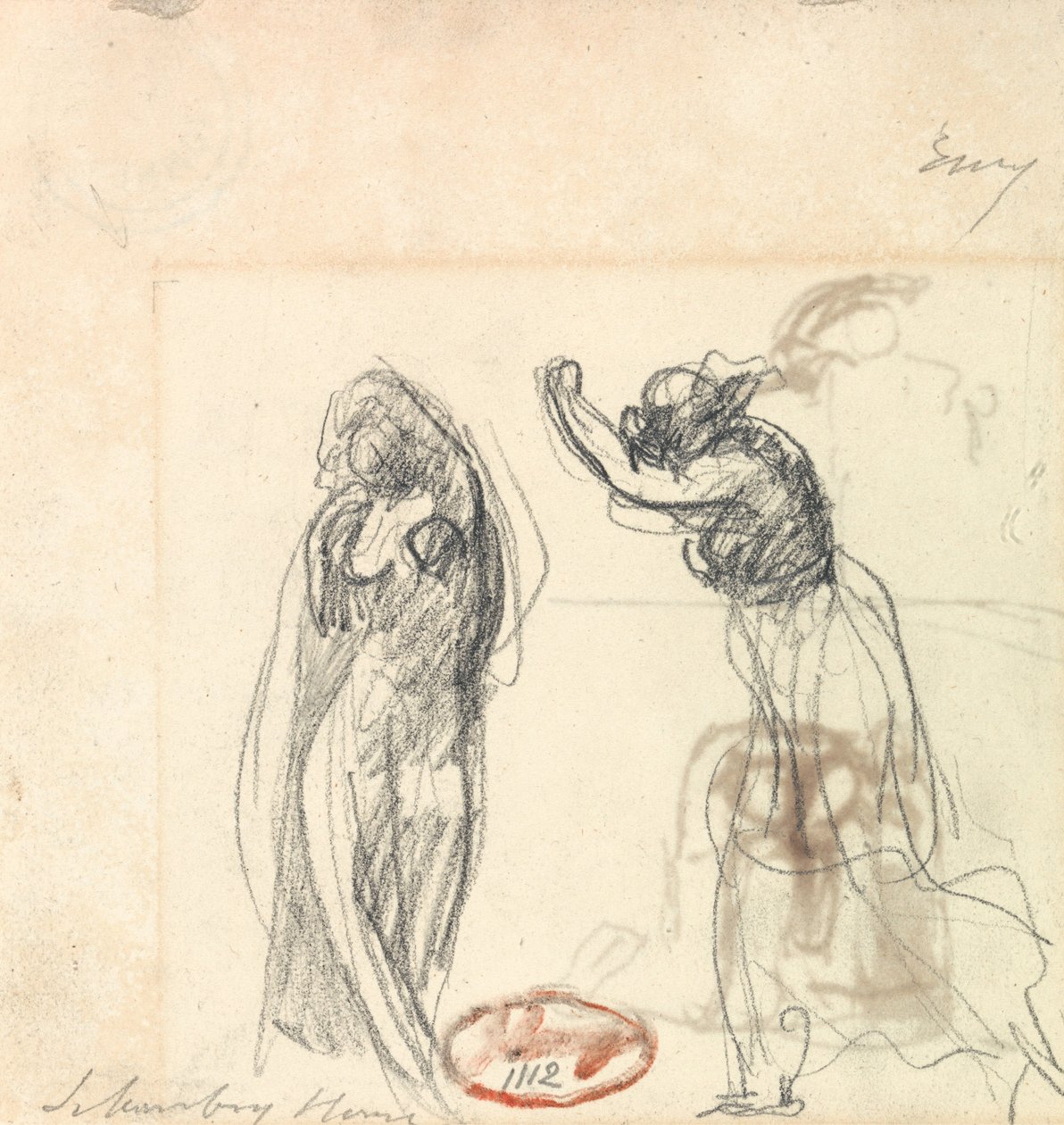 Twee schetsen van een vrouwenfiguur door George Romney