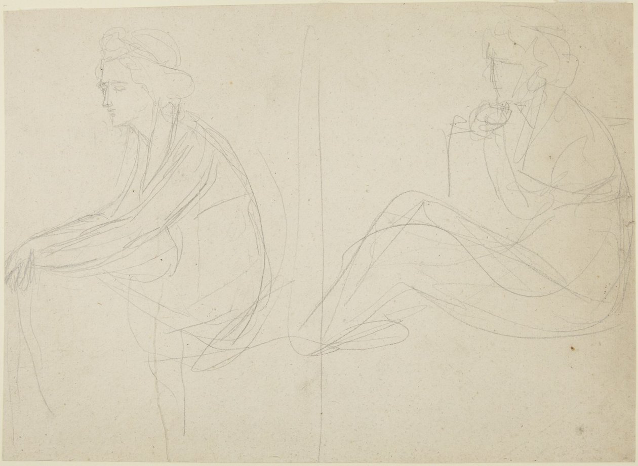 Twee studies van een zittende vrouw door George Romney