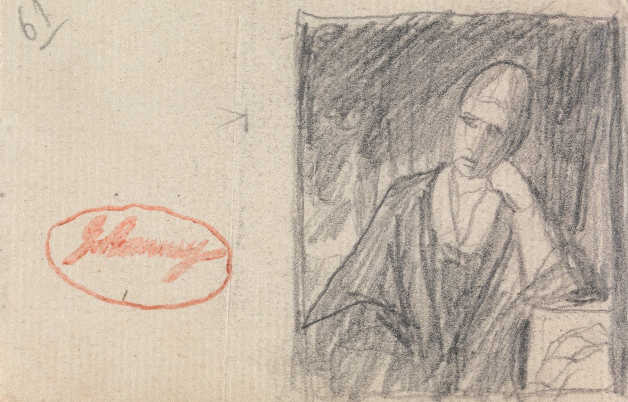 Vrouw rust met haar hoofd op een gebogen arm door George Romney