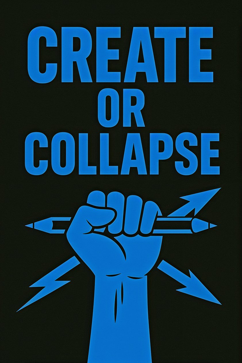 CREATE OR COLLAPSE, 2025 (acryl op doek) door George Rosaly