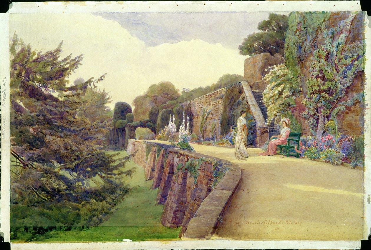 Het terras bij Berkeley Castle, Gloucestershire, 1887 door George Samuel Elgood