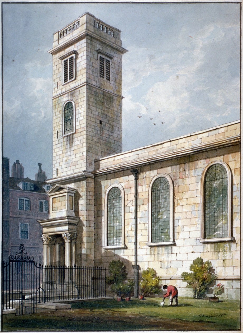 All Hallows Church, Lombard Street, Londen, 1811 door George Shepherd