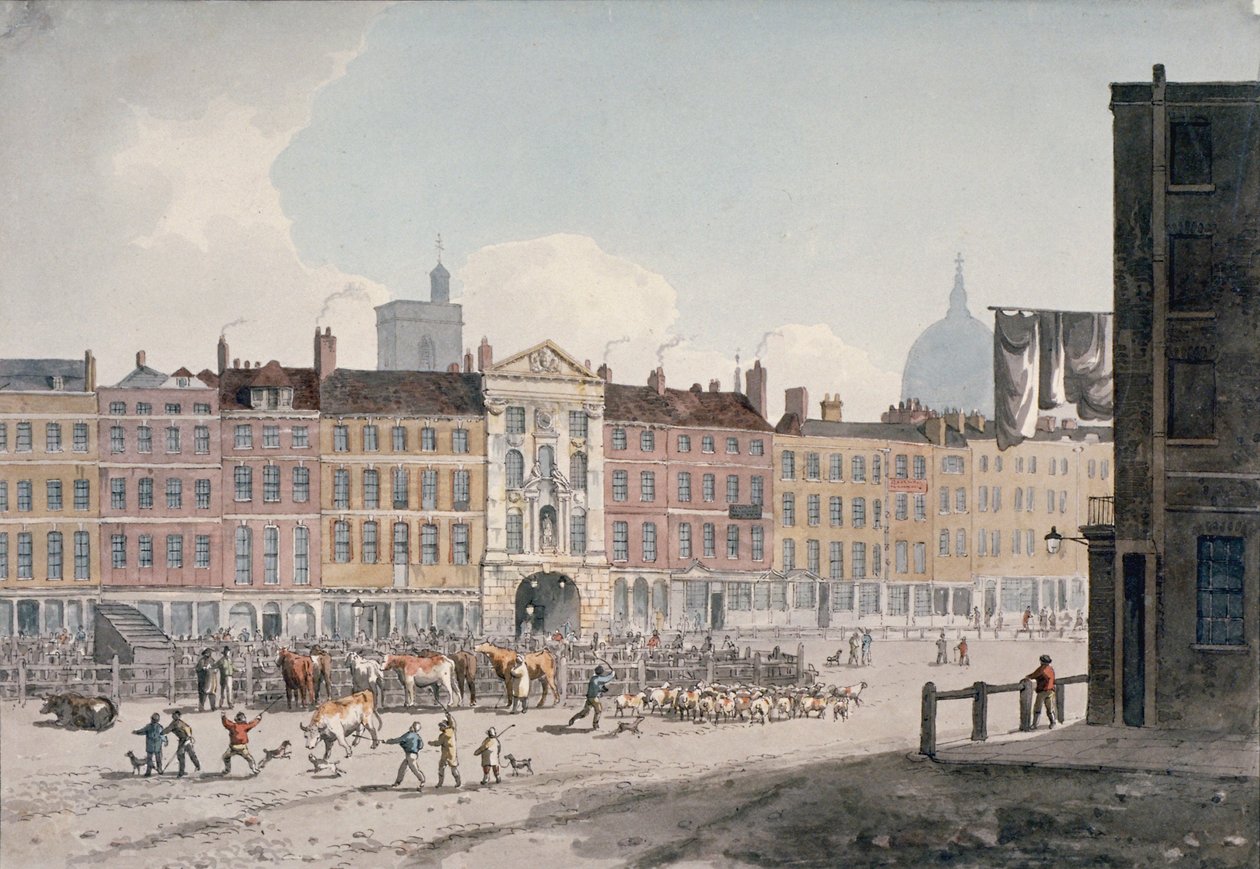 Smithfield Market, City of London, 1810 door George Shepherd