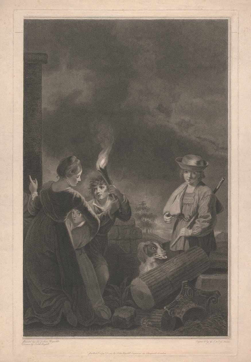 Westelijk raam van de kapel, New College Oxford: Herderjongen en hond, deel van het kerstvenster door George Siegmund Facius