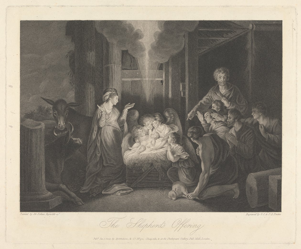 Westelijk Venster van de Kapel, New College Oxford: Het Herderaanbod, Geboortetafereel door George Siegmund Facius