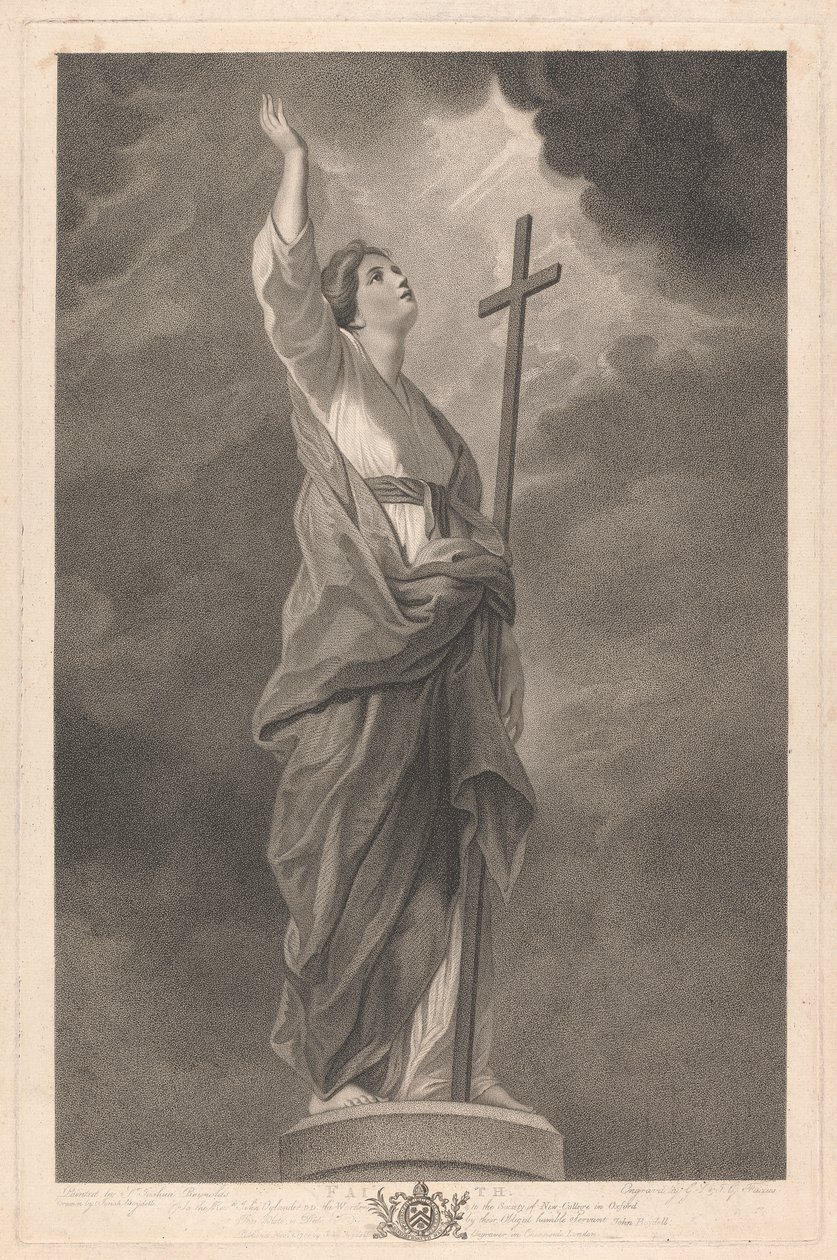 Westelijk Raam van de Kapel, New College Oxford: De Deugden - Geloof door George Siegmund Facius