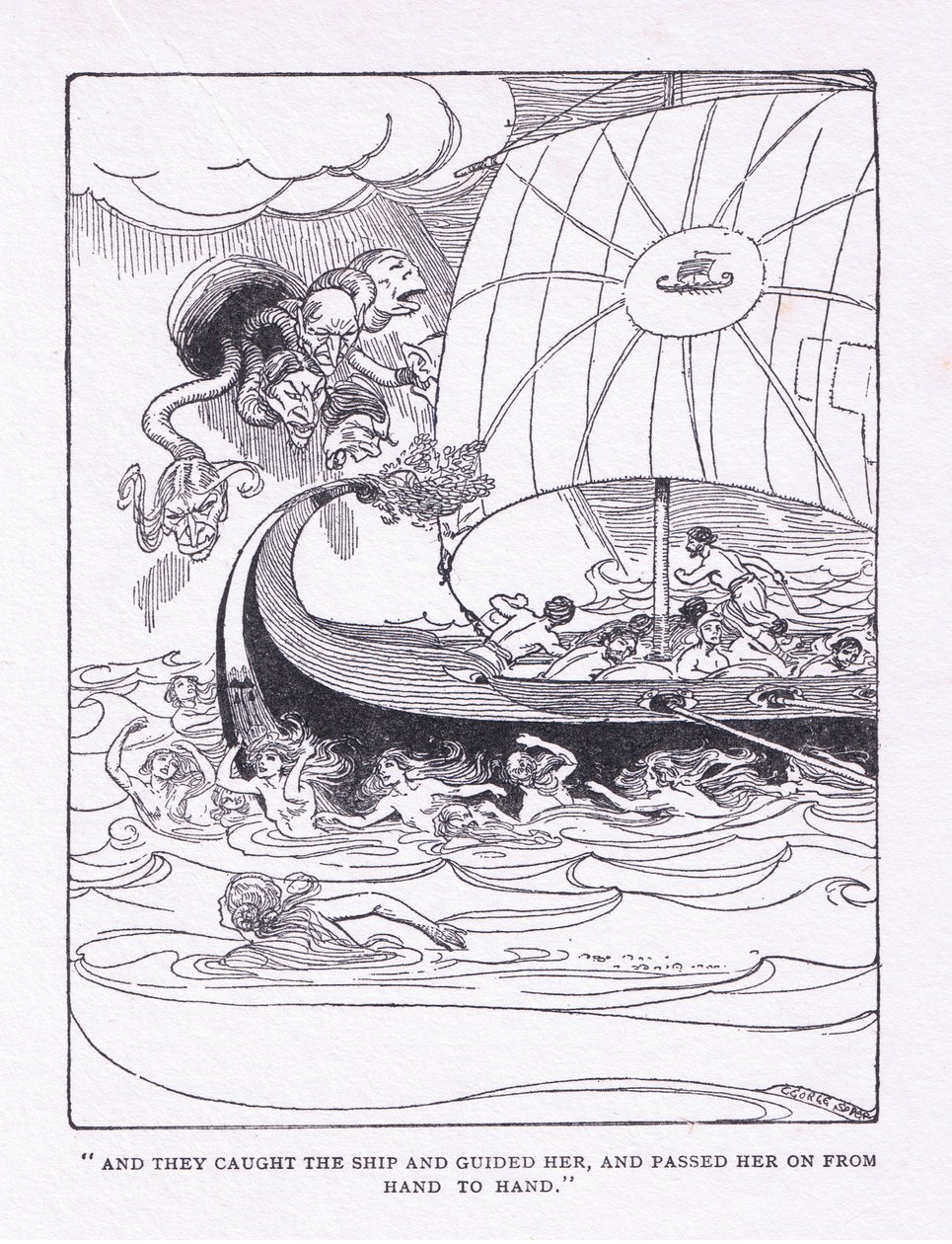En ze vingen het schip en leidden haar, en gaven haar door van hand tot hand, uit The Heroes gepubliceerd door George Allen en Unwin 1929 door George Soper