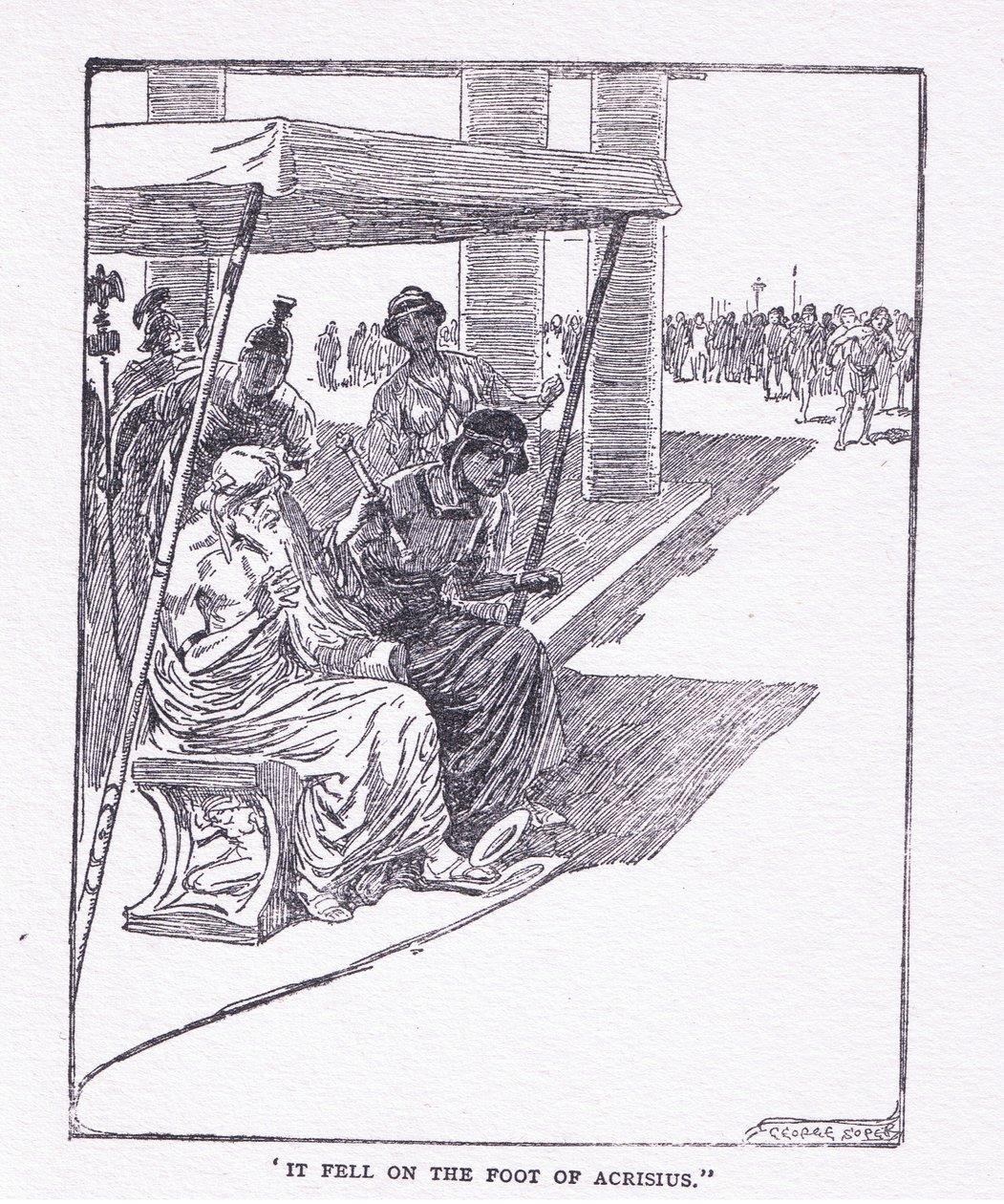 Het viel op de voet van Acrisius, uit The Heroes gepubliceerd door George Allen en Unwin 1929 door George Soper