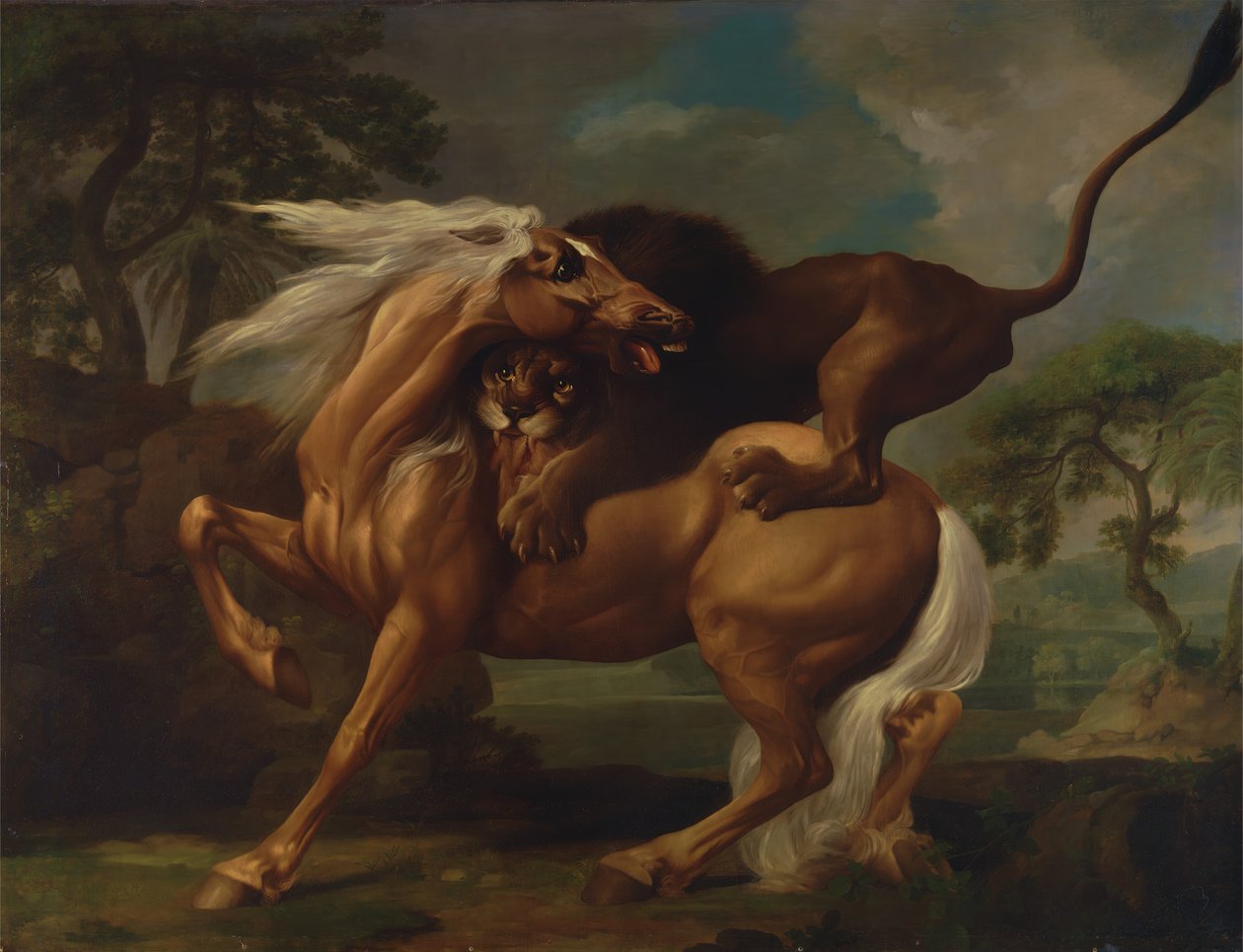 Een leeuw die een paard aanvalt, 1762 door George Stubbs