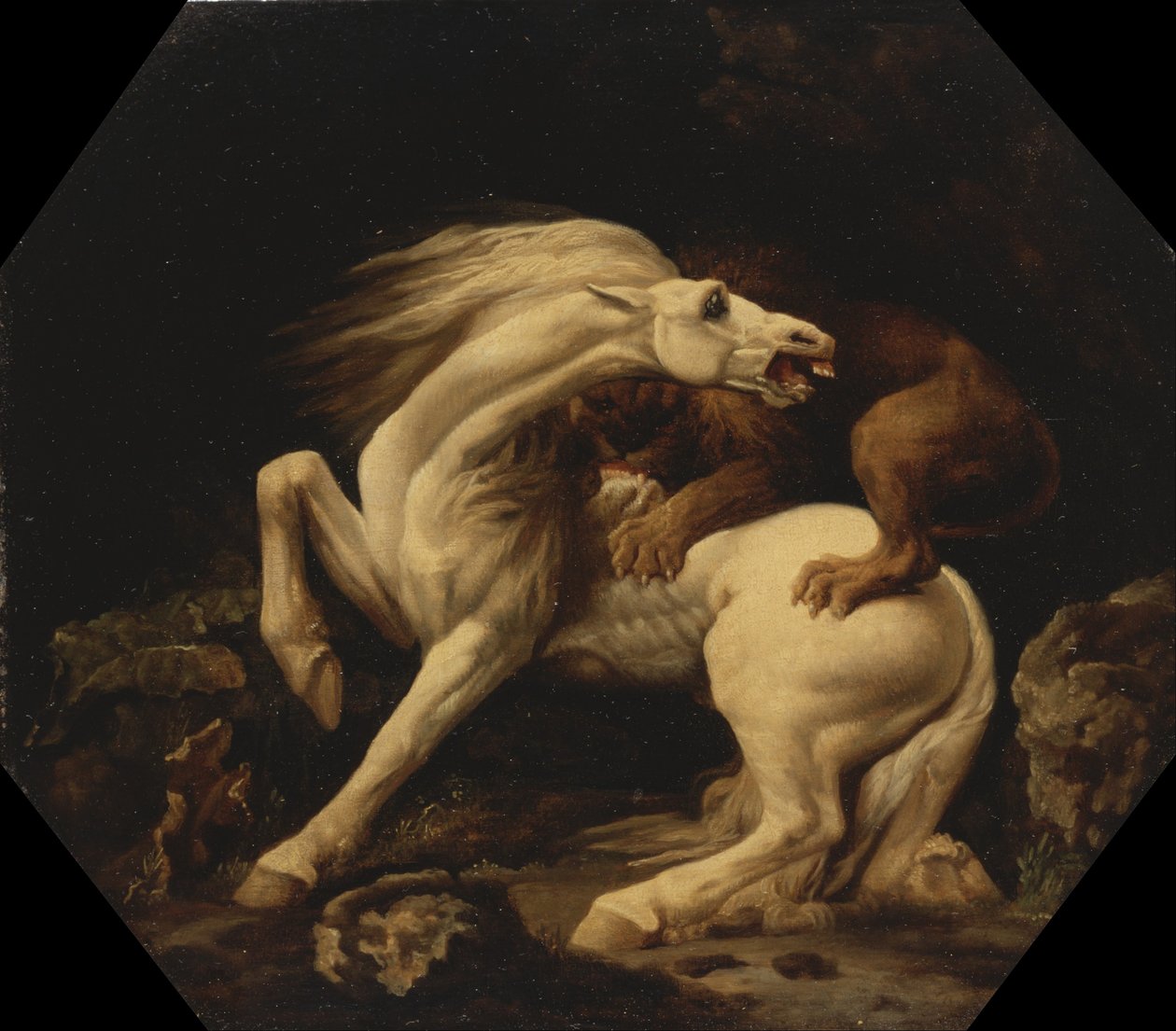 Paard aangevallen door een leeuw (Aflevering C) door George Stubbs