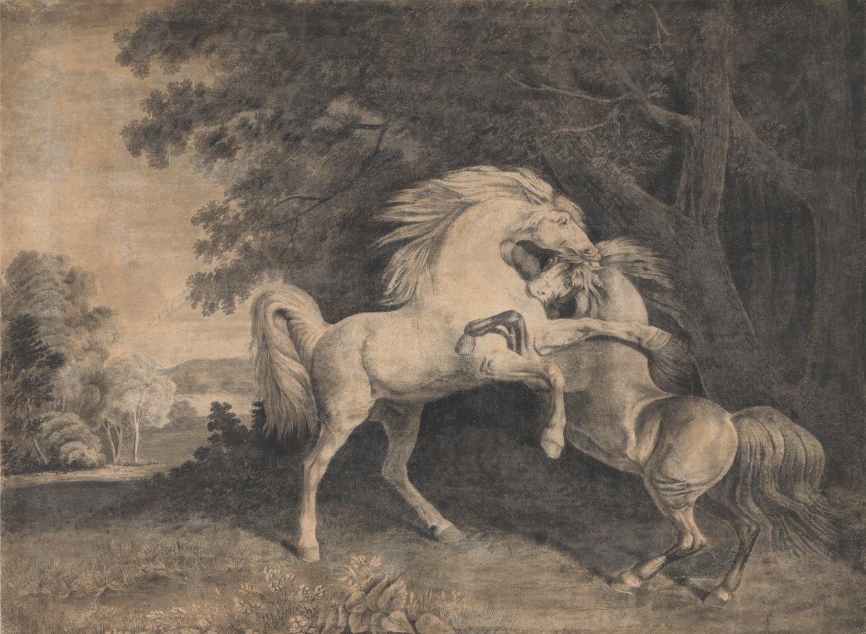 Paarden vechten door George Stubbs