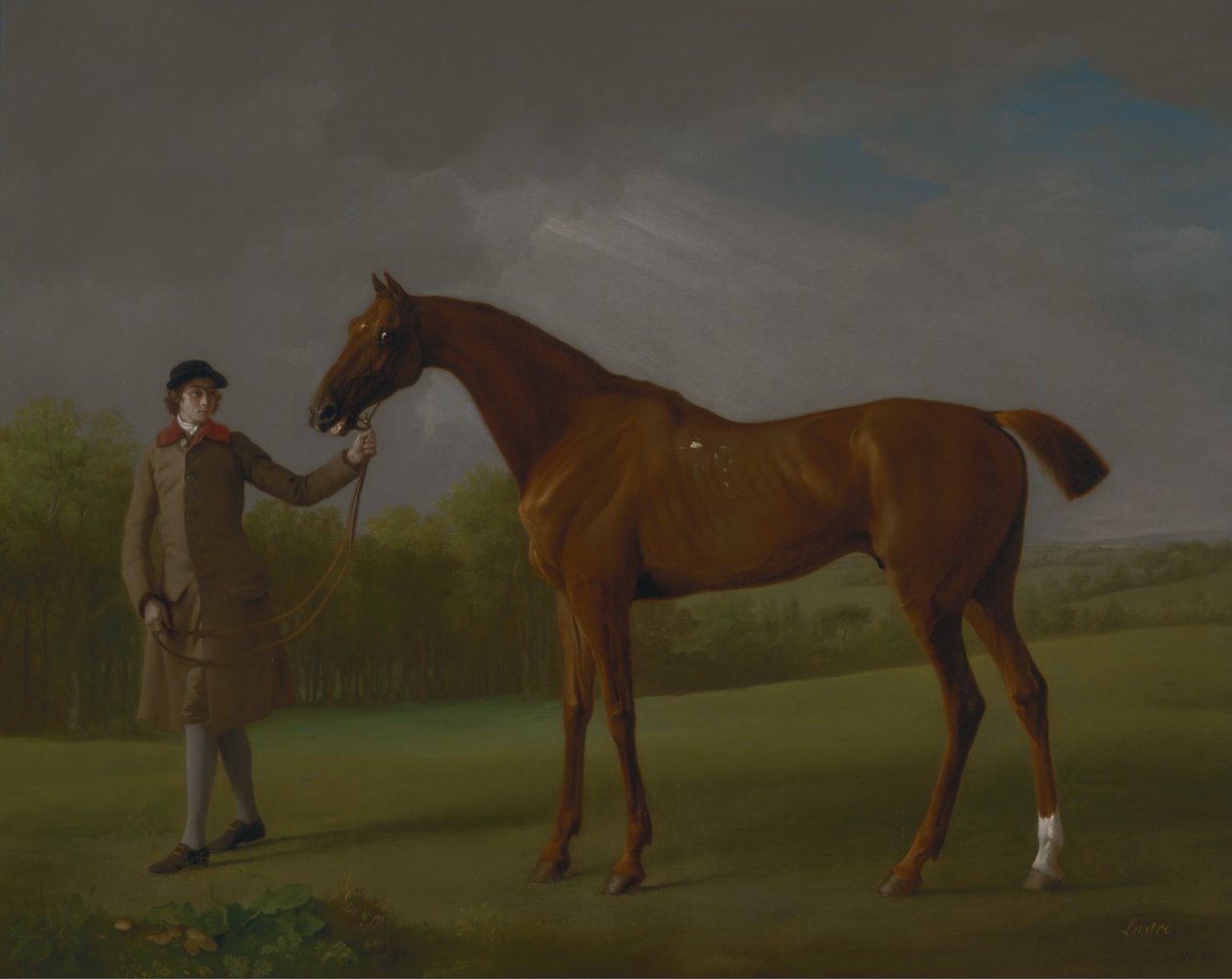 Lustre, vastgehouden door een bruidegom door George Stubbs