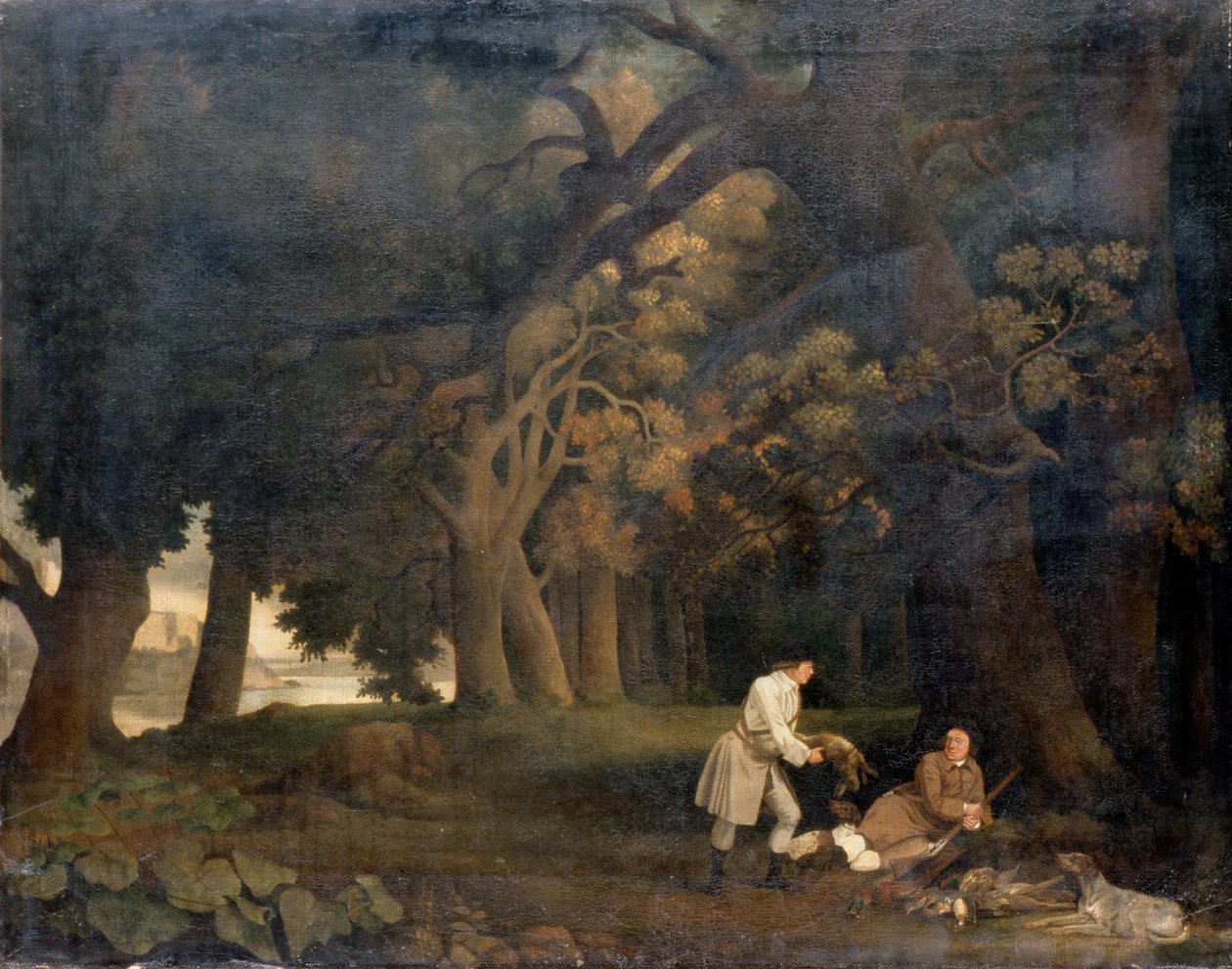 Schietscène in het bos door George Stubbs