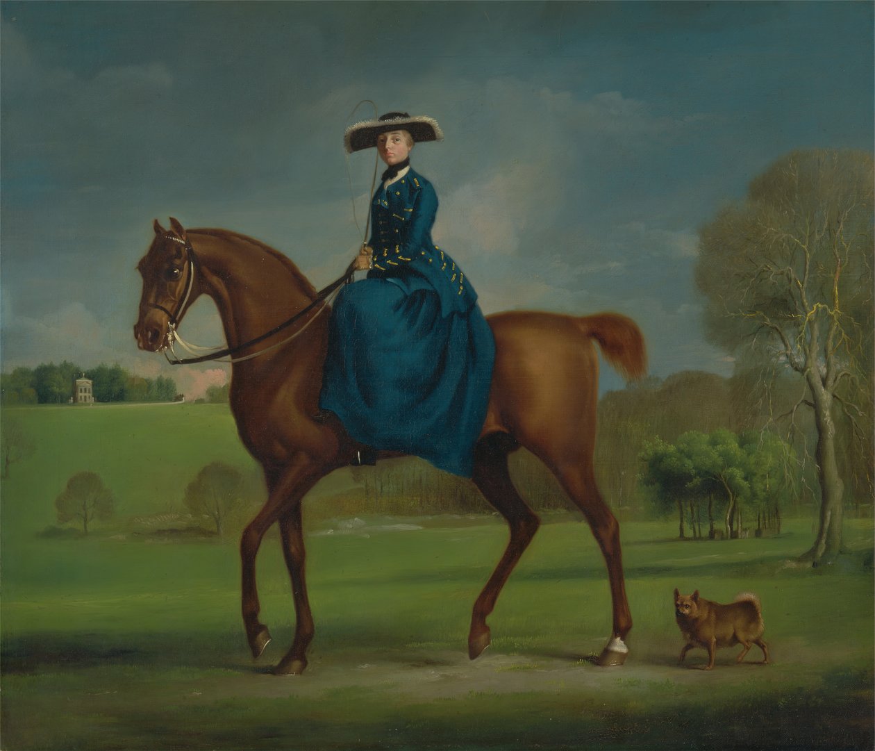 De Gravin van Coningsby in het kostuum van de Charlton Hunt, ca. 1760 door George Stubbs