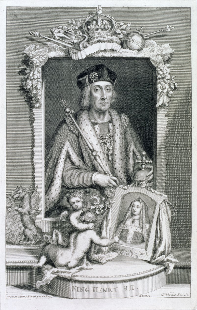 Hendrik VII, Koning van Engeland vanaf 1485, naar een portret in de Koninklijke Collectie, gegraveerd door de kunstenaar door George Vertue