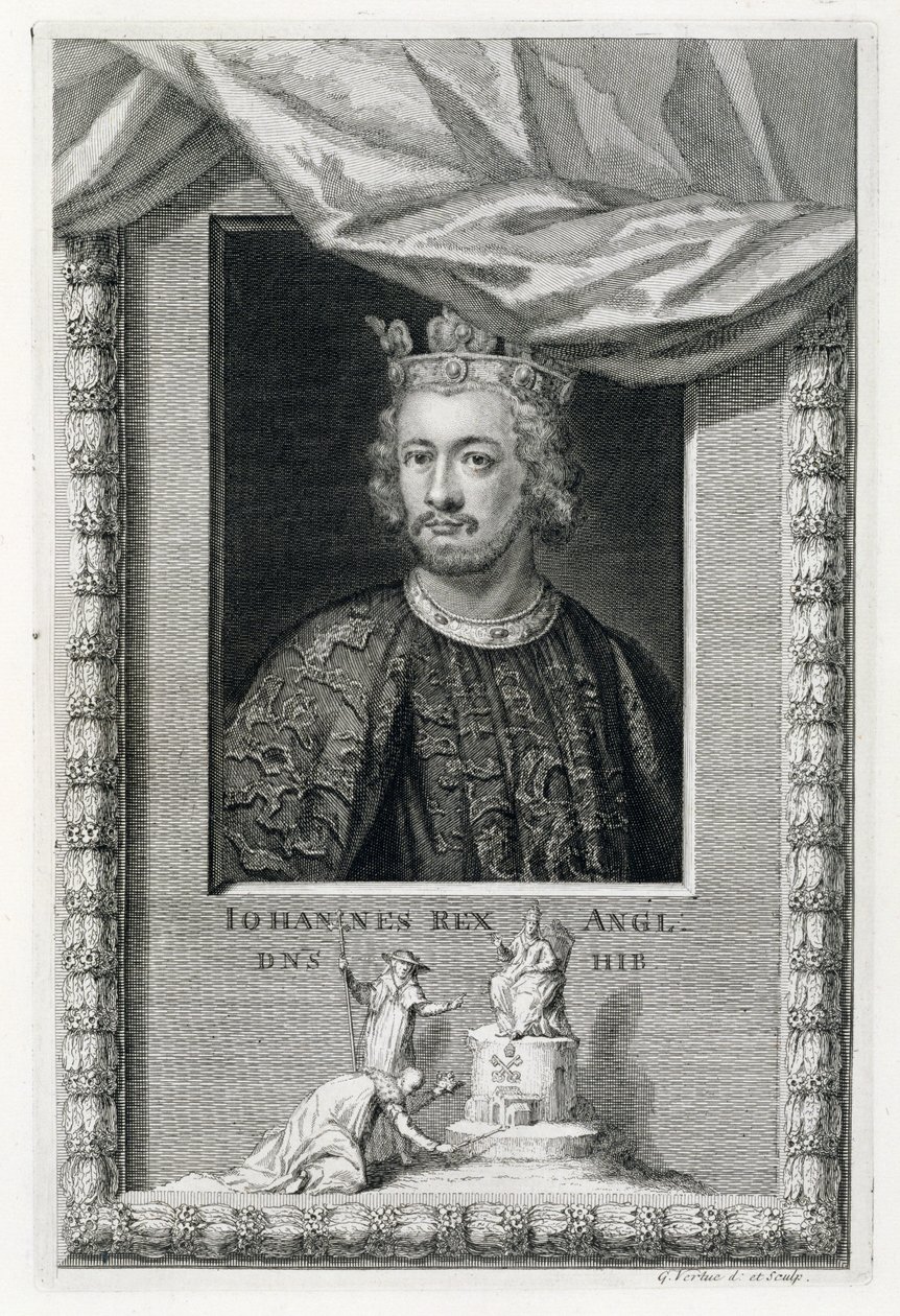 Jan (1167-1216) Koning van Engeland vanaf 1199, gegraveerd door de kunstenaar door George Vertue