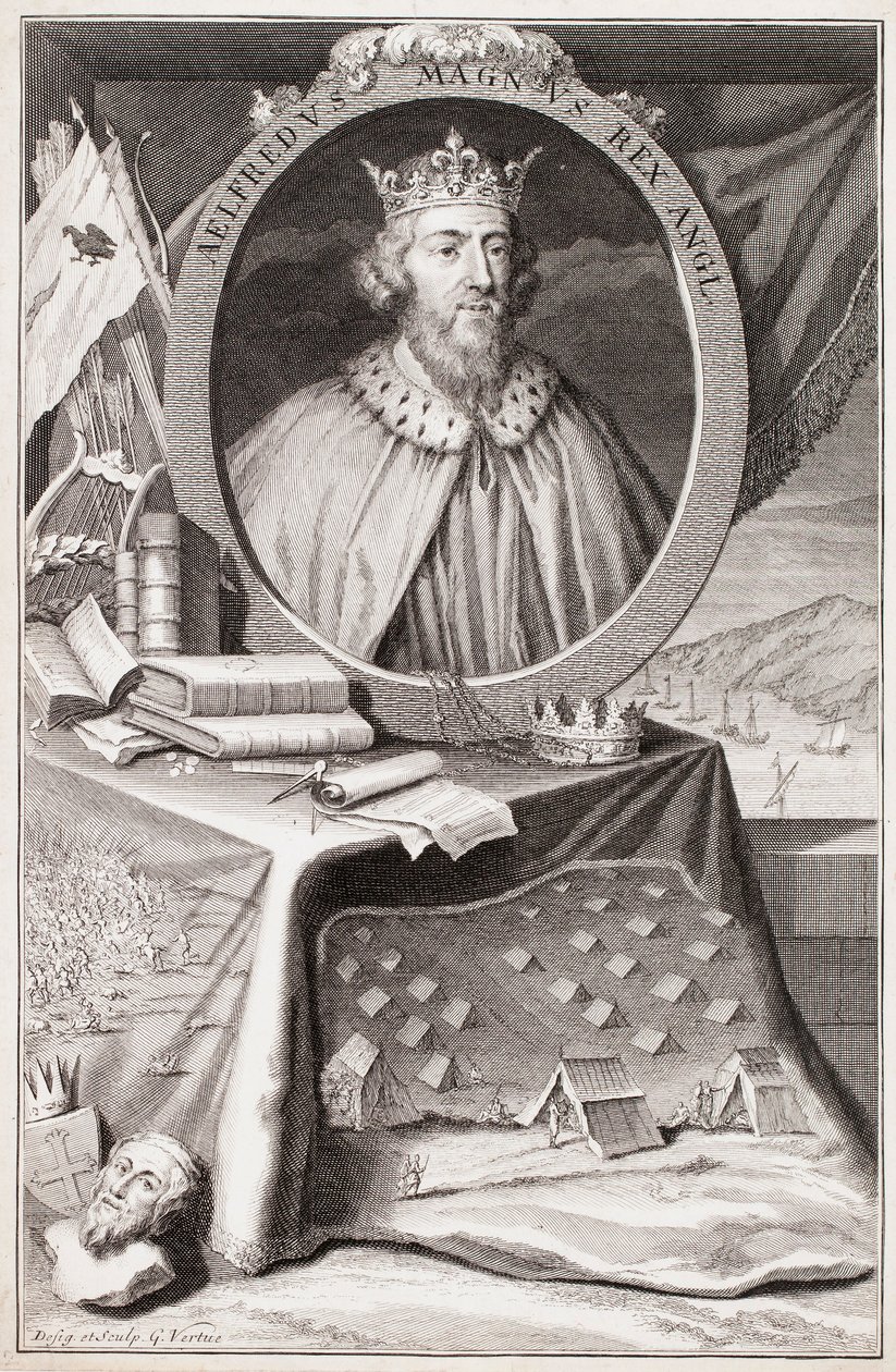 Portret van Alfred de Grote door George Vertue