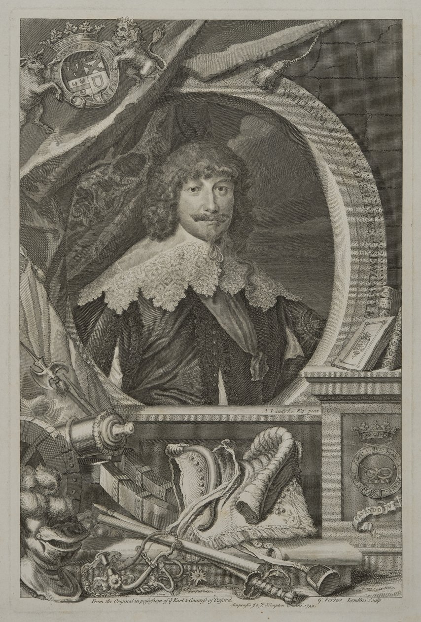 Portret van William Cavendish, 1e Hertog van Newcastle, 1739 door George Vertue