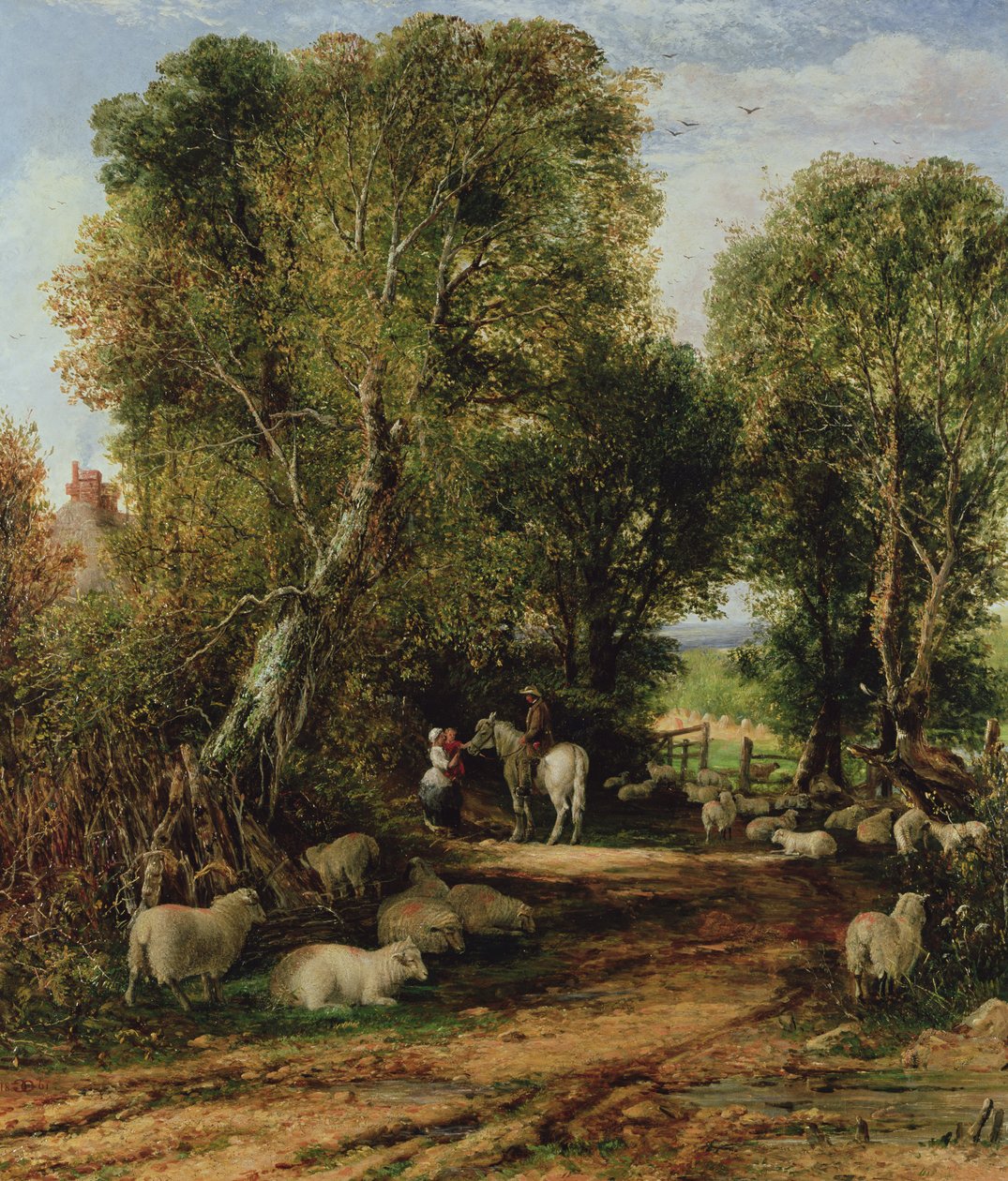 Pastorale scène met schapen door George Vicat Cole