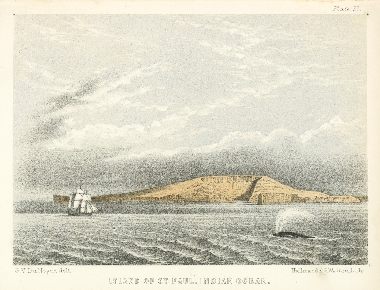 Eiland Sint-Paulus, Indische Oceaan (ingekleurde gravure) door George Victor Du Noyer