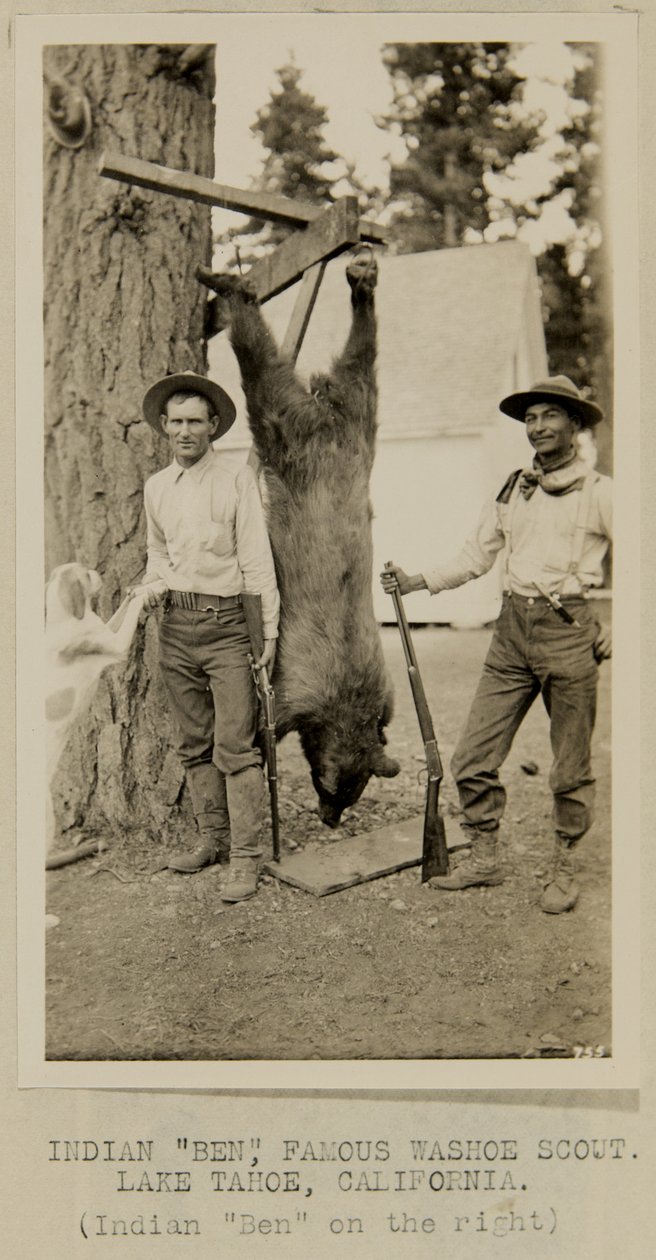 Indiaan "Ben", beroemde Washoe-verkenner. Lake Tahoe, Californië door George W. Ingalls