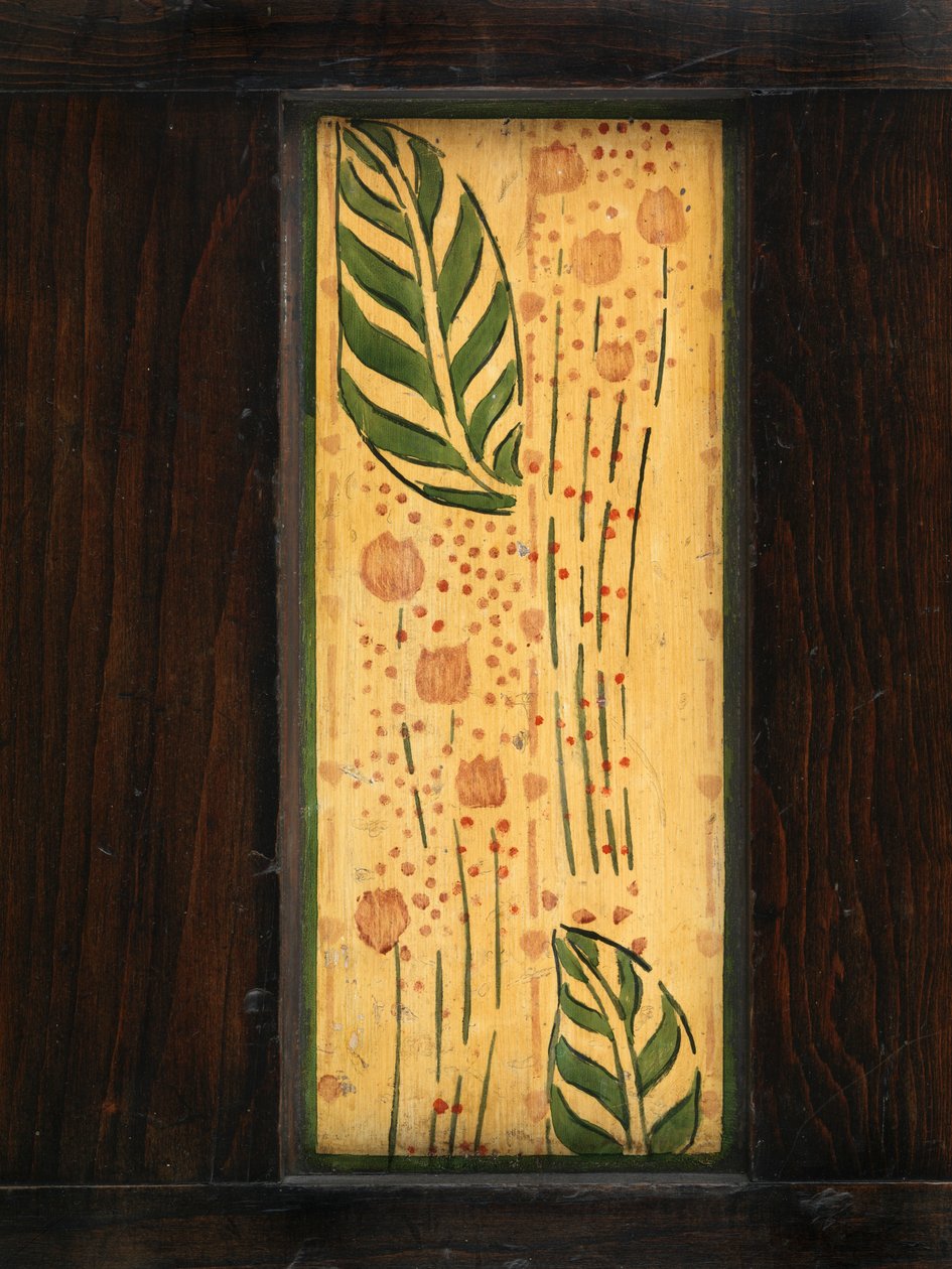 Decoratief wandpaneel (geschilderd eikenhout) door George Walton