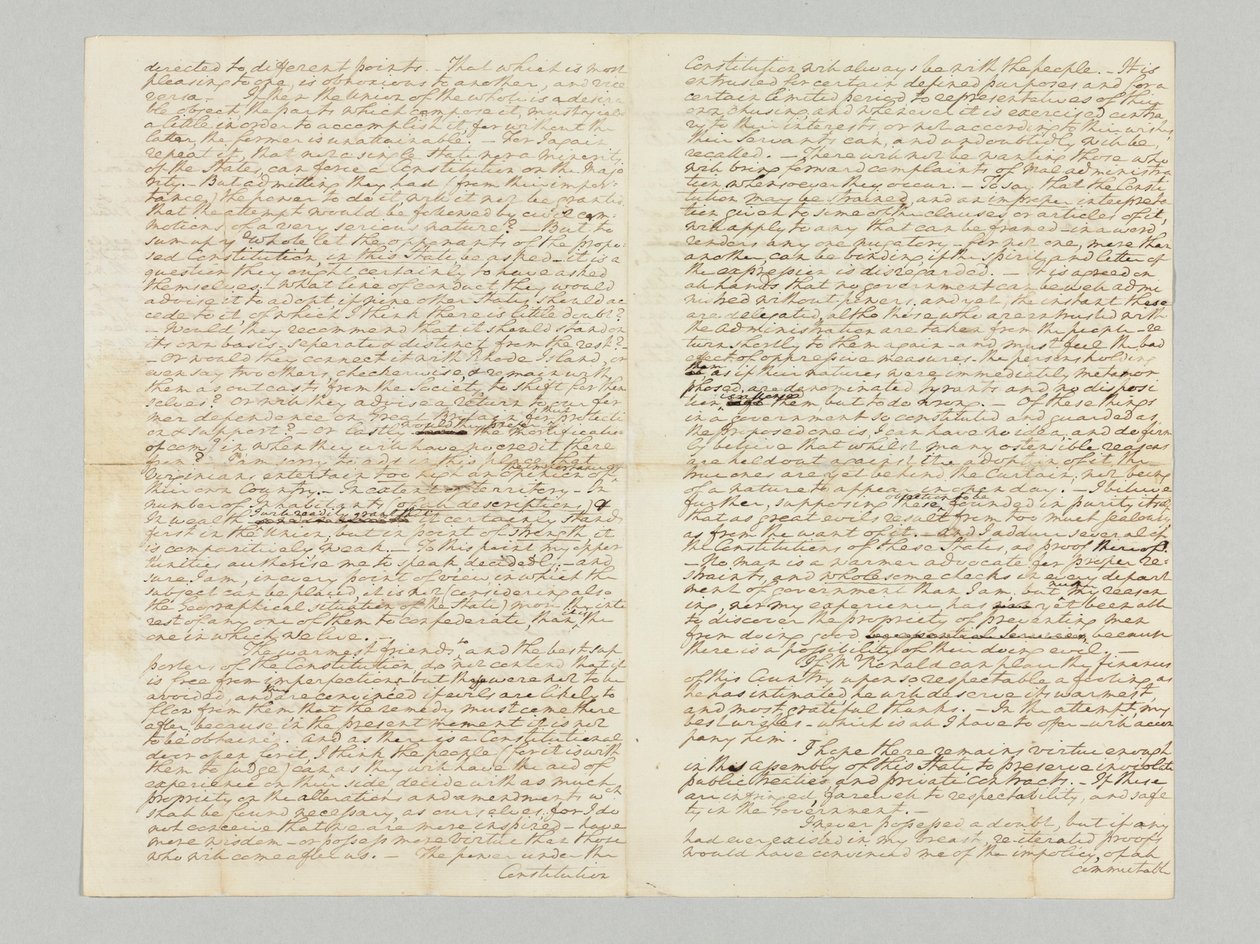 "De macht onder de grondwet zal altijd bij het volk liggen", ondertekende handgeschreven brief aan Bushrod Washington, 9 november 1787 door George Washington