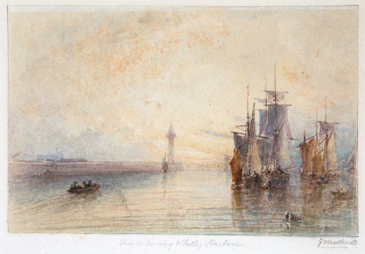 Schepen Verlaten Whitby Haven door George Weatherill