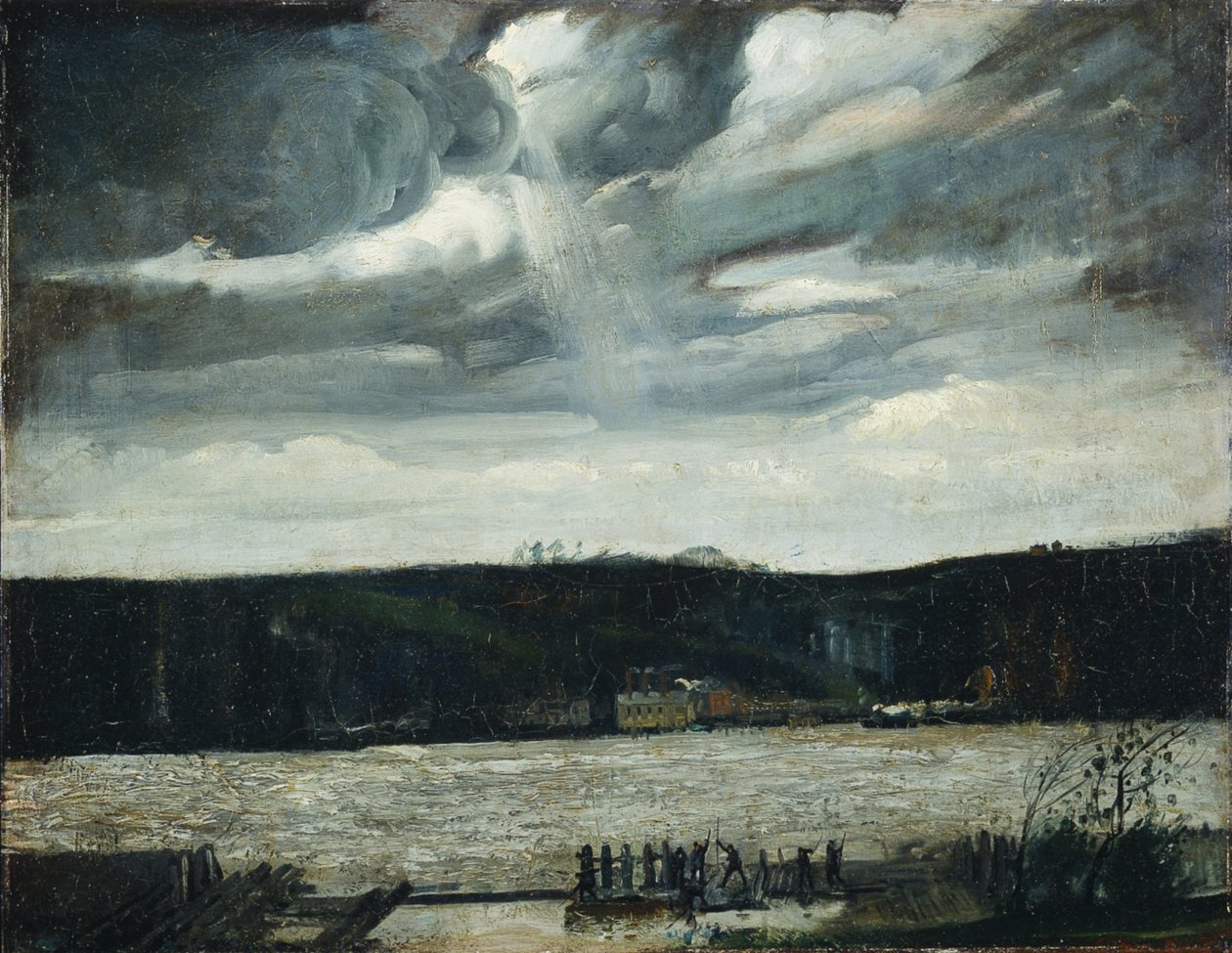 Een bewolkte dag (Hudson River: naderende bui) door George Wesley Bellows