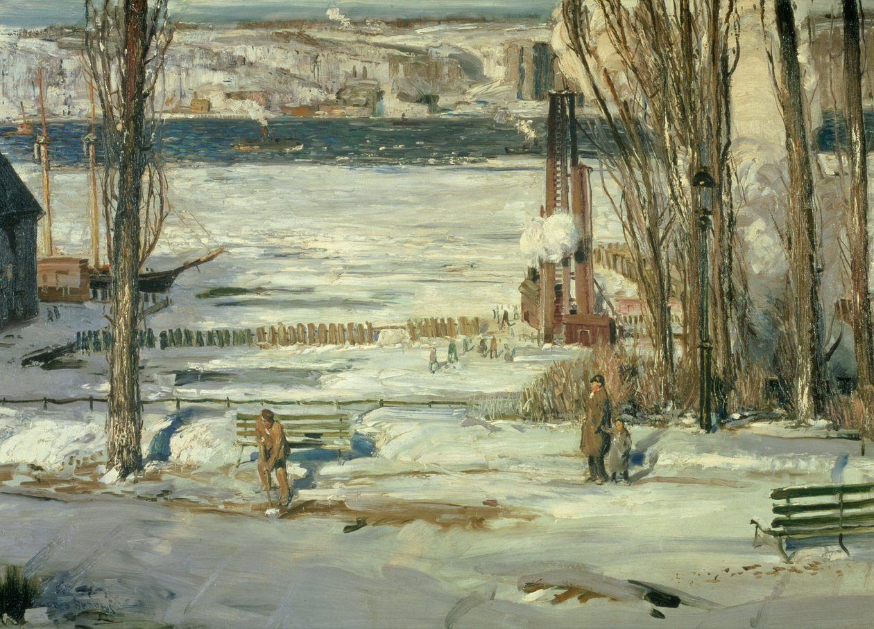 Een ochtend sneeuw - Hudson River, 1910 door George Wesley Bellows