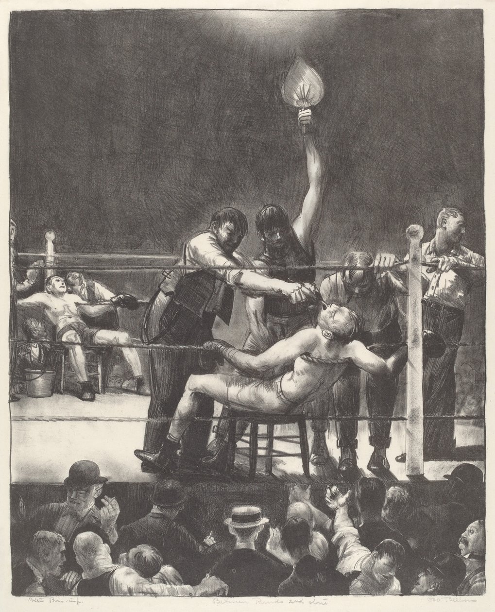 Tussen de rondes, klein, tweede steen door George Wesley Bellows
