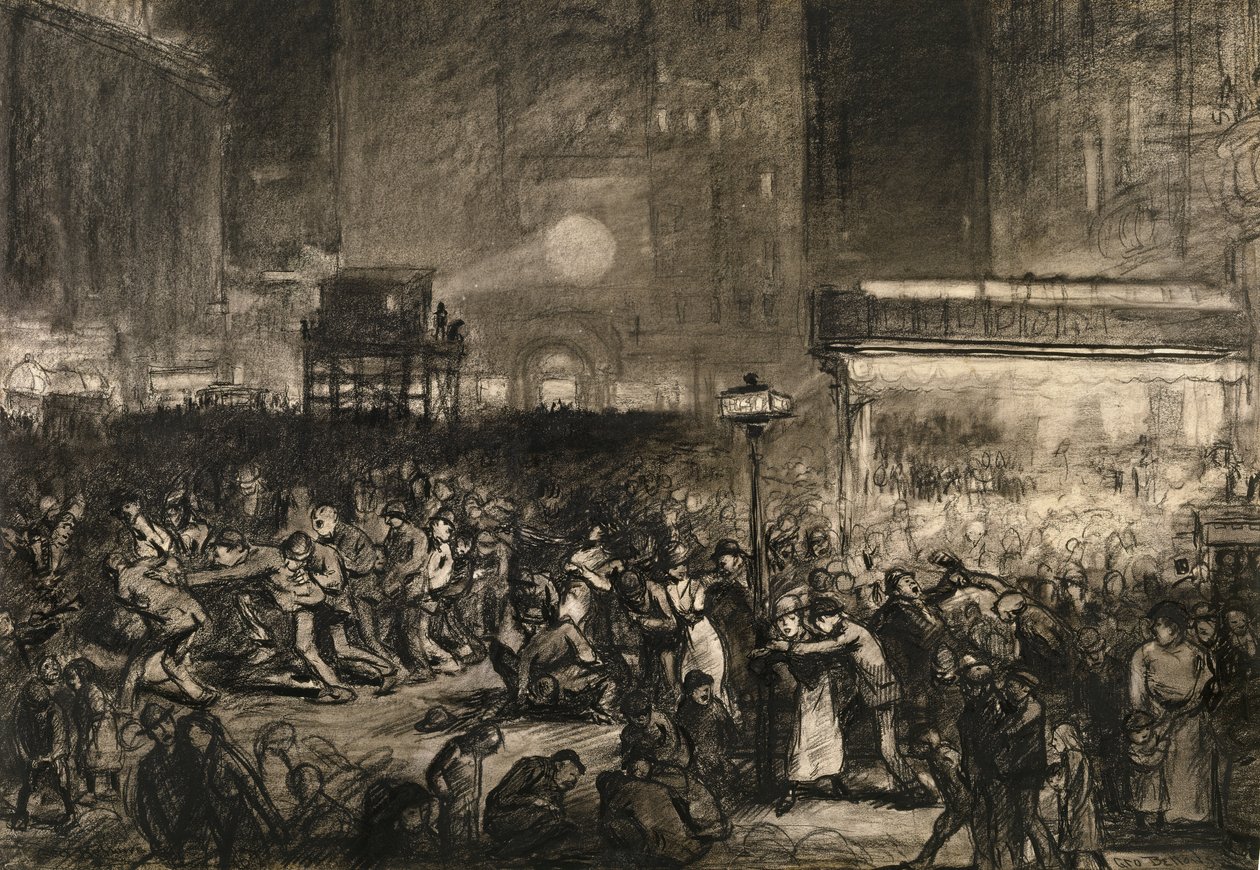 Verkiezingsnacht Times Square door George Wesley Bellows