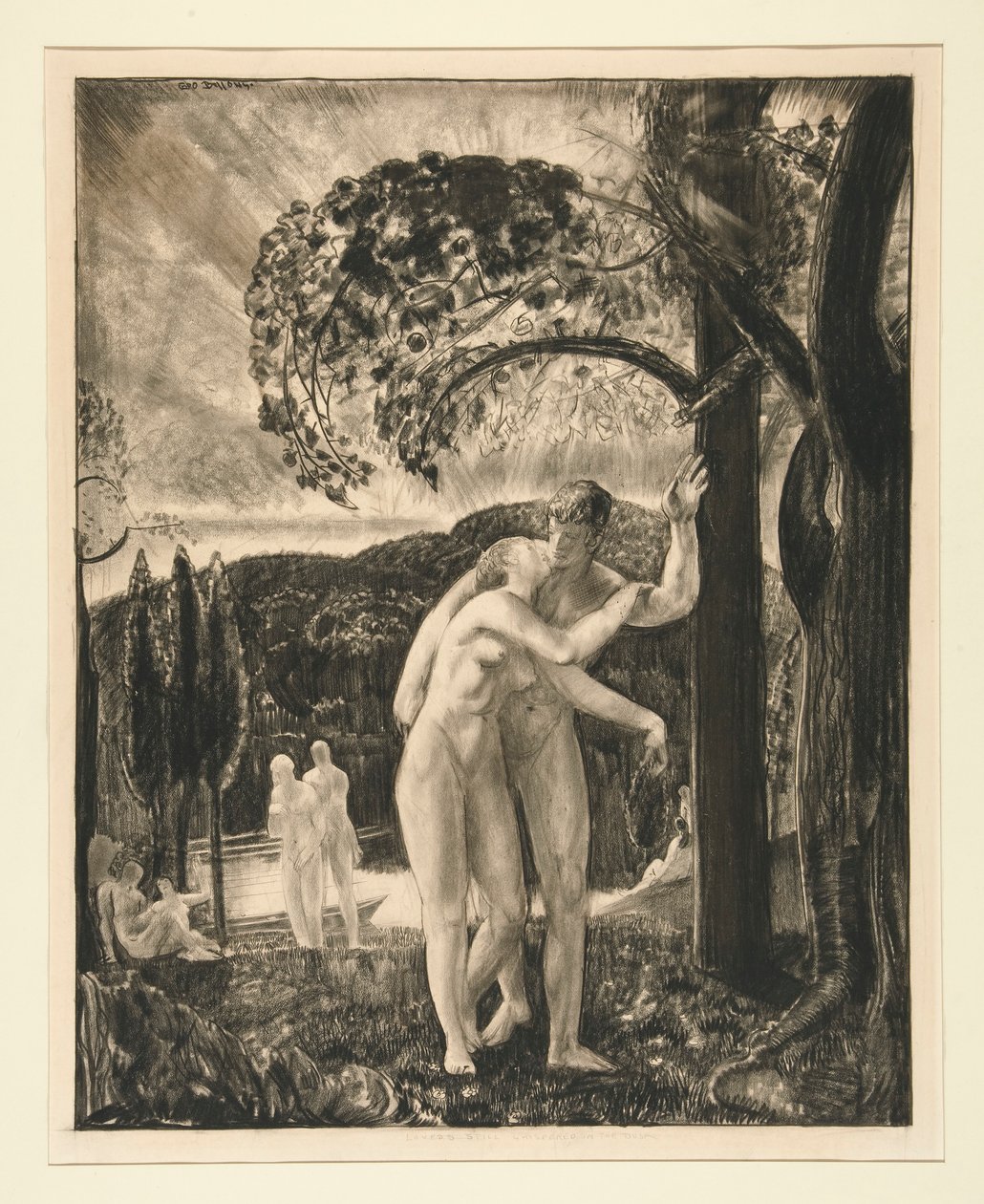 Geliefden fluisterden nog steeds in de schemering door George Wesley Bellows