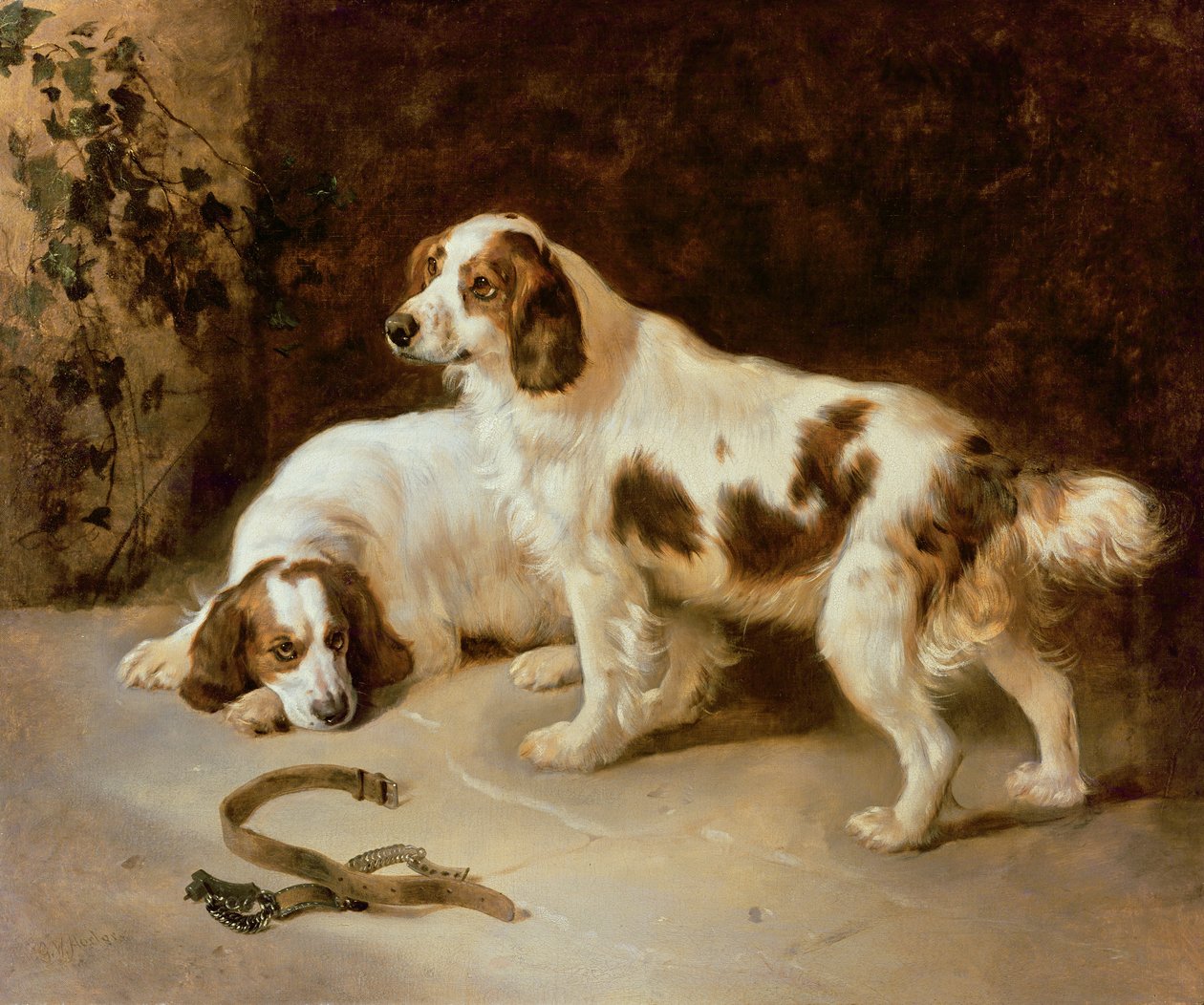 Brittany Spaniels door George Wiliam Horlor