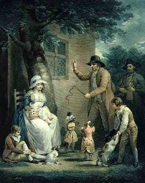 Dansende Honden, gegraveerd door Thomas Gaugain door George after Morland