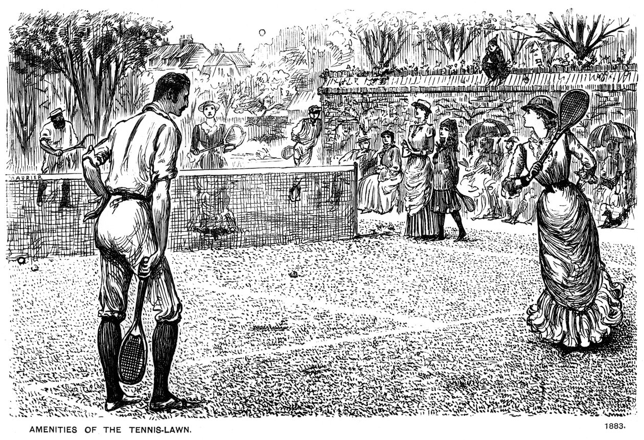 Voorzieningen van het tennisveld door George du Maurier