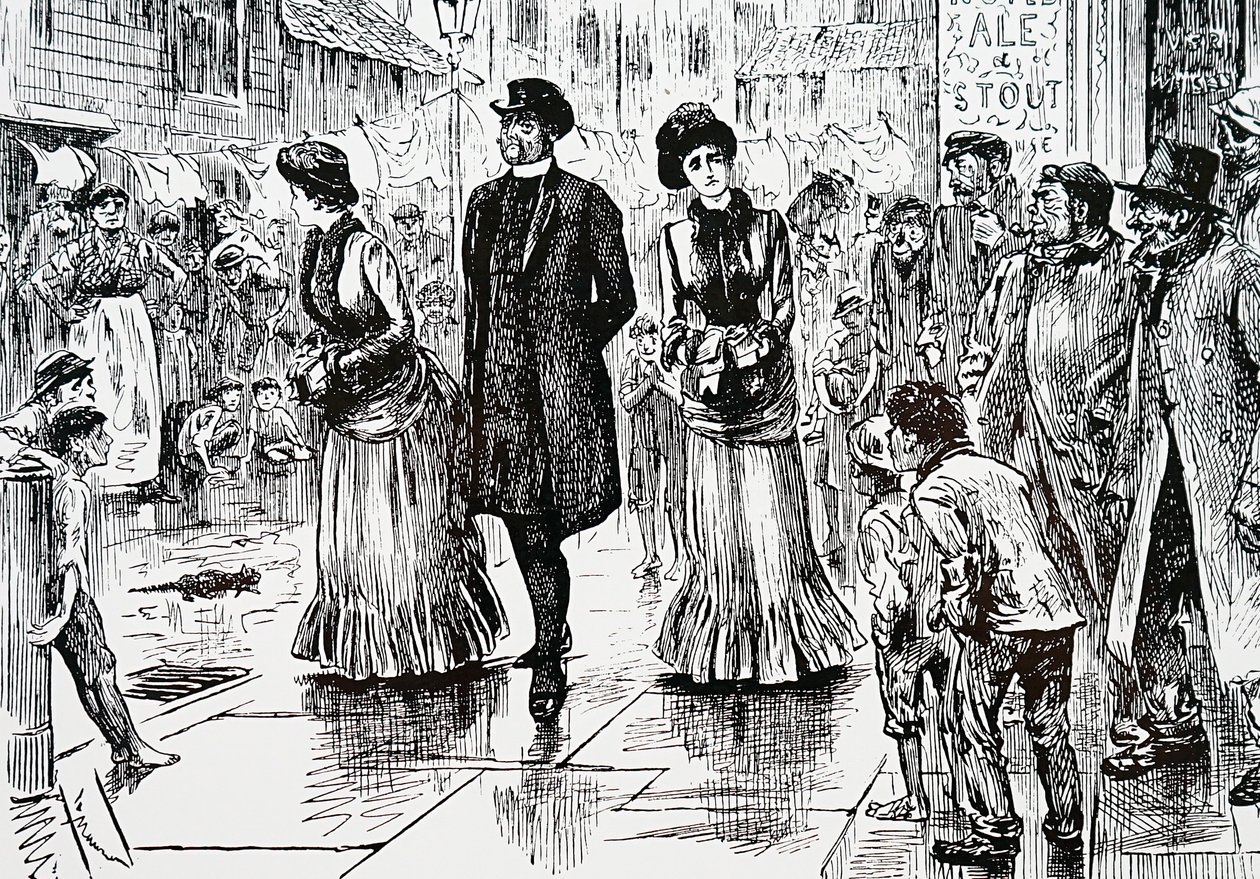 Een inspectie van de lagere klassen. Door George du Maurier, een Frans-Britse cartoonist en auteur door George du Maurier