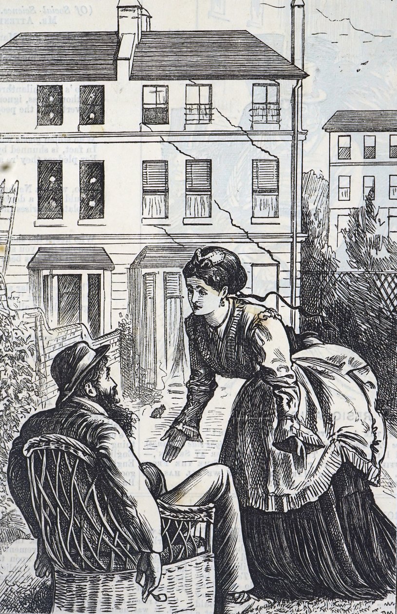 Cartoon over snelle stedelijke uitbreiding en Jerry-building door George du Maurier