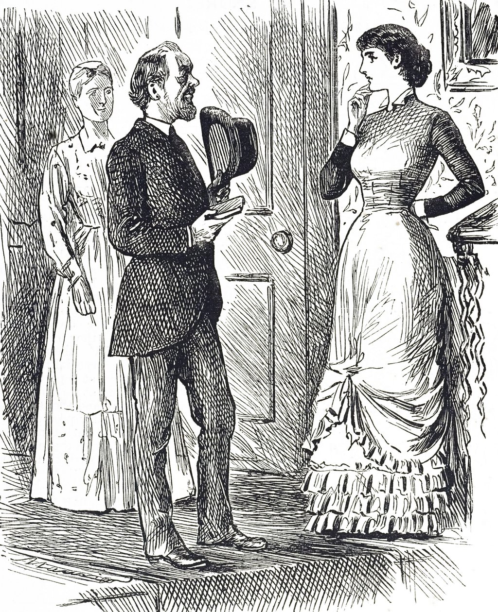 Cartoon die een ander type gasmeter in gebruik toont door George du Maurier