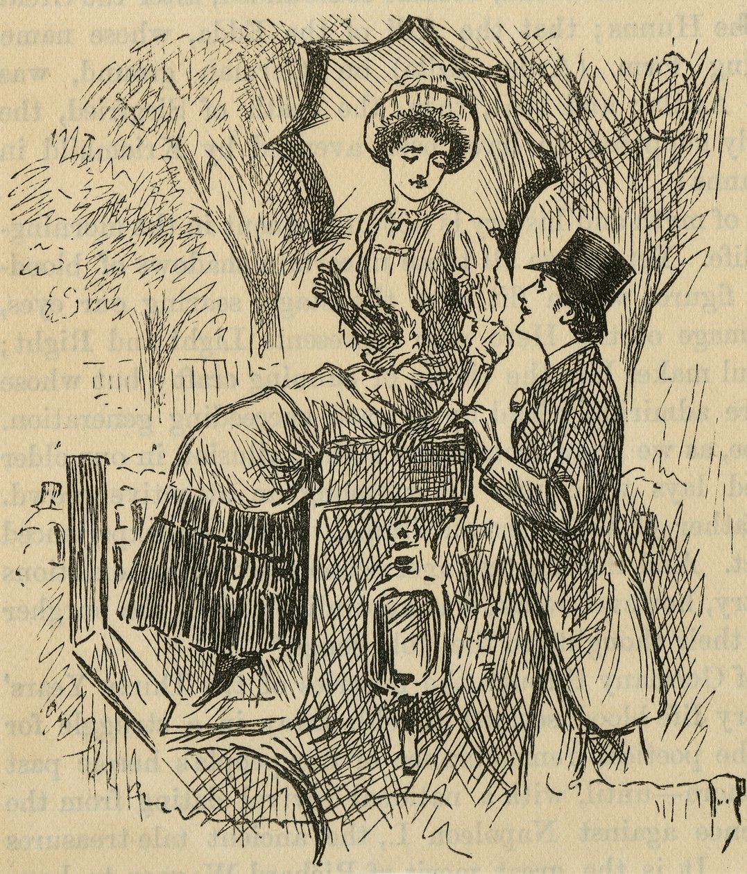 Flirten (illustratie) door George du Maurier